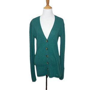 Free People School Boy Cardi Teal Green  Sweater Cashmere Size XS Womens EUC